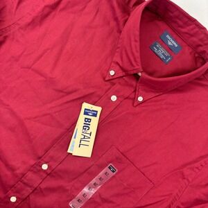 Dockers Mens XLT Big & Tall Red Button Down Shirt Stain Defender No Wrinkle NEW
